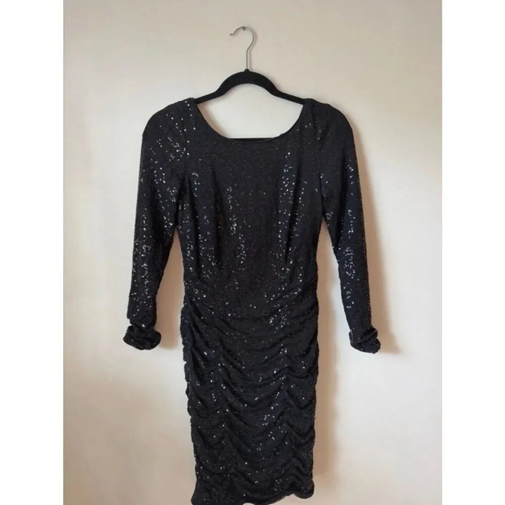 cache black sequin dress Brigitte Black Sequin Lurex Party Dress
